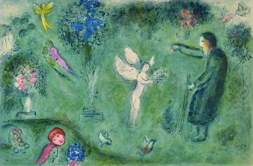 Marc Chagall Painting - ángel en la pradera contemporáneo Marc Chagall